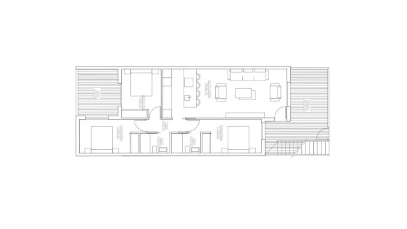 Bungalow floor plan, 3 bedrooms in Villas Joblan 2 No. 6 (2D)